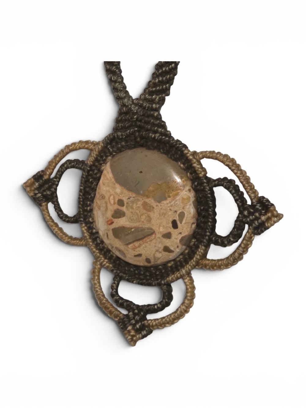 Handcrafted Maligano Jasper Pendant With Macrame Knotting Neckless